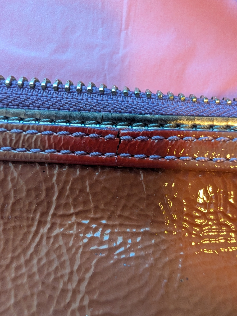 Coach Brown Patent Leather Wristlet with Silver Hardware - Picture 6 of 9